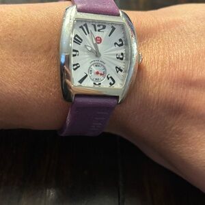 Michele Mini Urban watch with Michele purple silicone strap